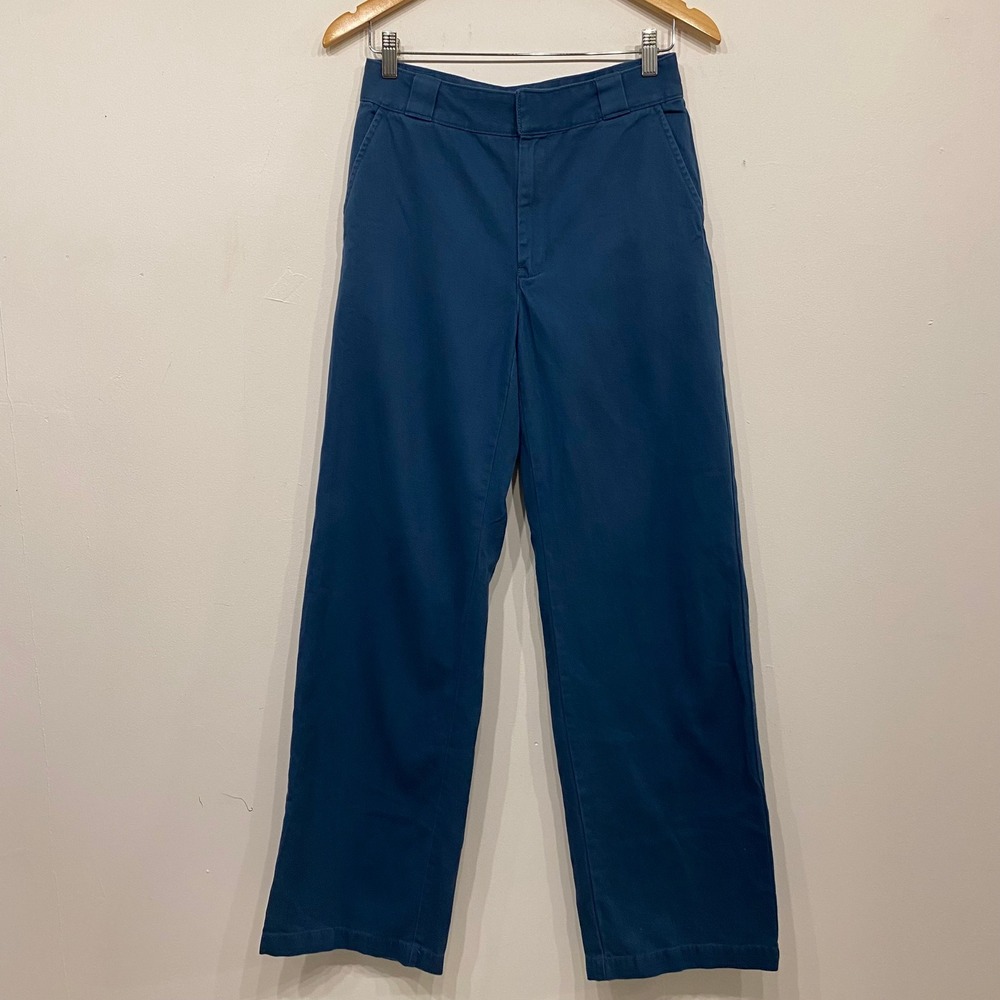 Tna Aritzia Wide Leg Chino Pants Teal Blue High‎ Waisted Cotton Twill Size 4